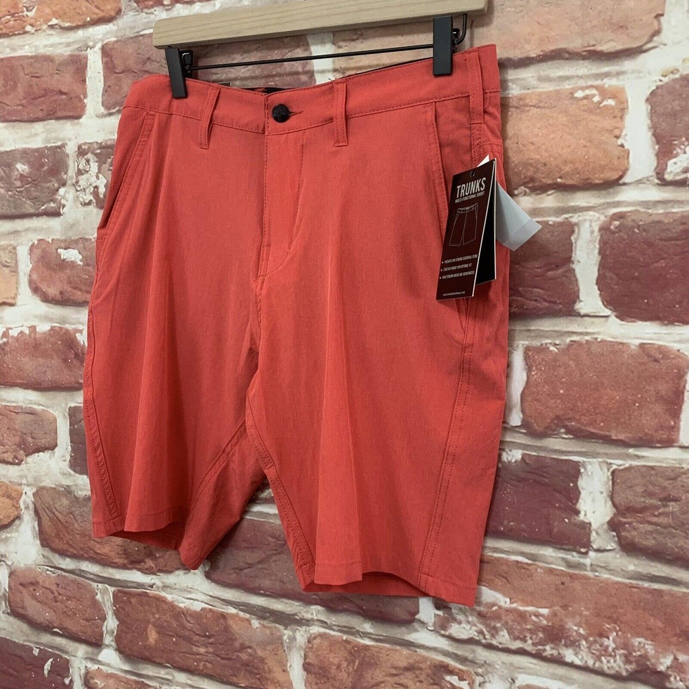 Trunks Shorts Men's Size 30 Coral Red Quick Dry Beach Pool Swim Resort Casual - Picture 3 of 13